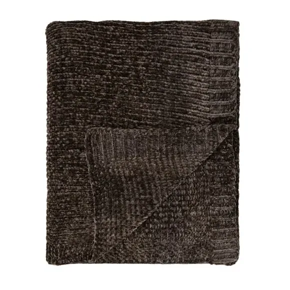 Chenille Throw Blanket - Brown