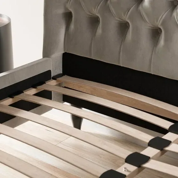 Chesterfield Bed Frame - Grey, Fabric
