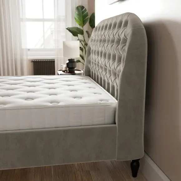 Chesterfield Bed Frame - Grey, Fabric