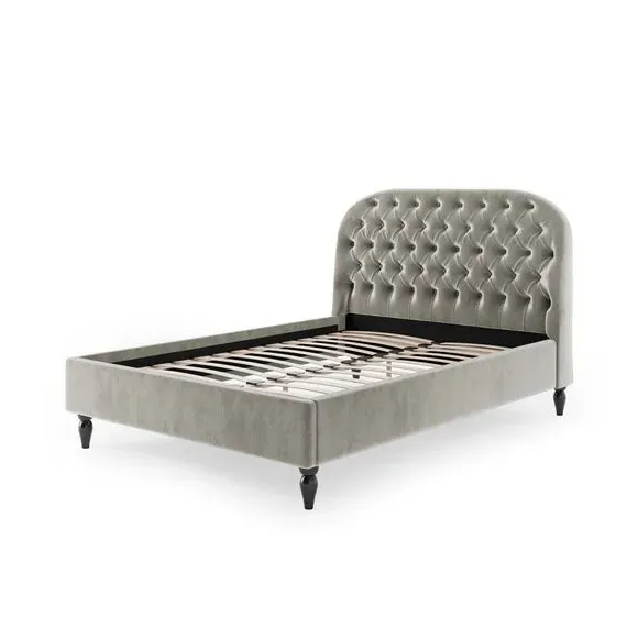 Chesterfield Bed Frame - Grey, Fabric