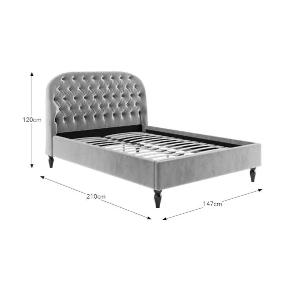 Chesterfield Bed Frame - Grey, Fabric