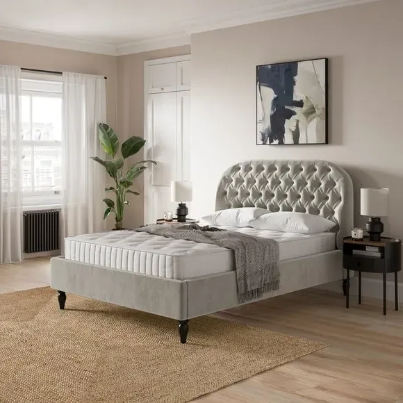 Chesterfield Bed Frame - Grey, Fabric image