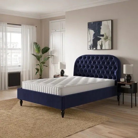 Chesterfield Bed Frame - Navy, Fabric