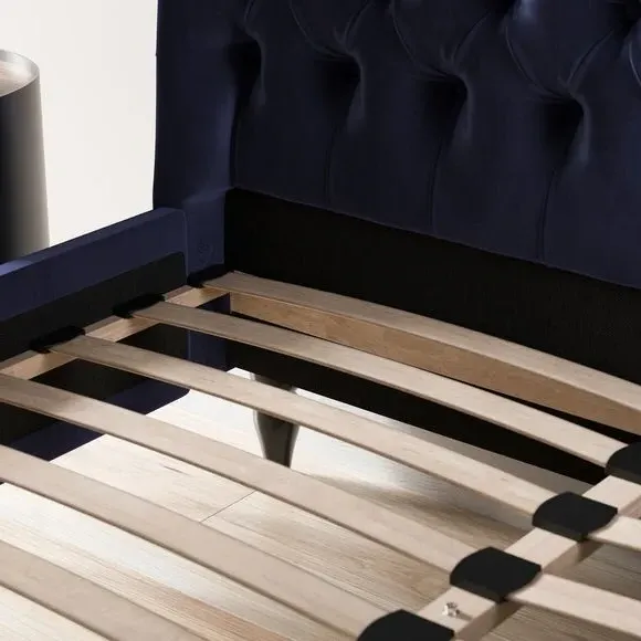 Chesterfield Bed Frame - Navy, Fabric