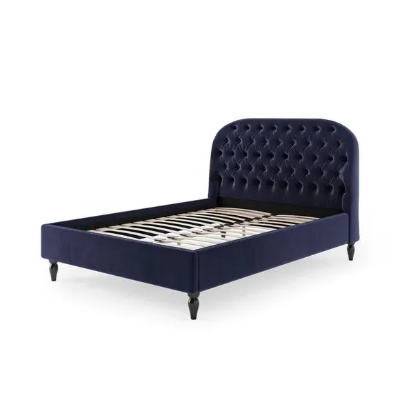 Chesterfield Bed Frame - Navy, Fabric