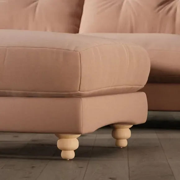 Chesterfield Footstool - Apricot, Velvet