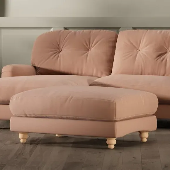 Chesterfield Footstool - Apricot, Velvet image