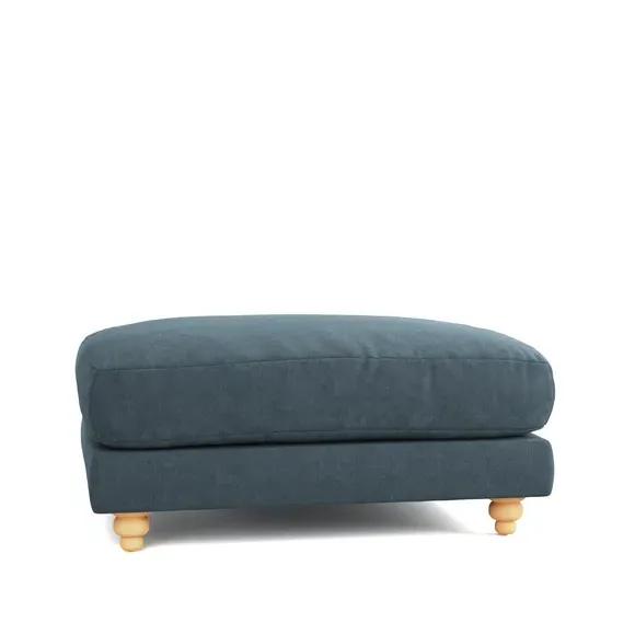 Chesterfield Footstool - Aqua, Chenille