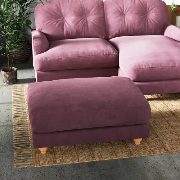 Chesterfield Footstool - Berry, Chenille