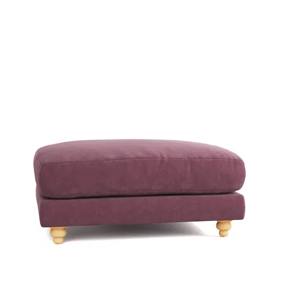 Chesterfield Footstool - Berry, Chenille