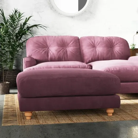 Chesterfield Footstool - Berry, Chenille