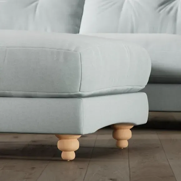 Chesterfield Footstool - Blue, Velvet