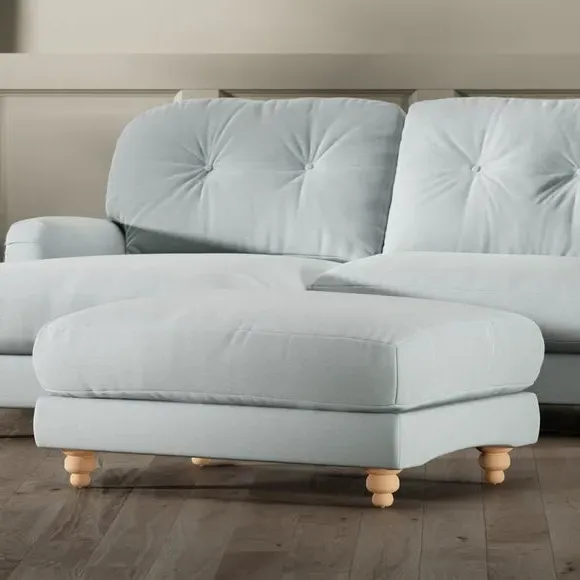 Chesterfield Footstool - Blue, Velvet