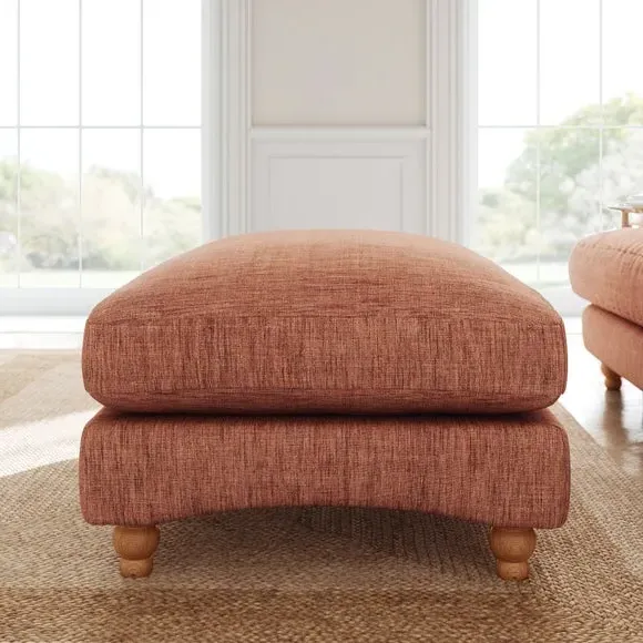Chesterfield Footstool - Clay, Faux Linen
