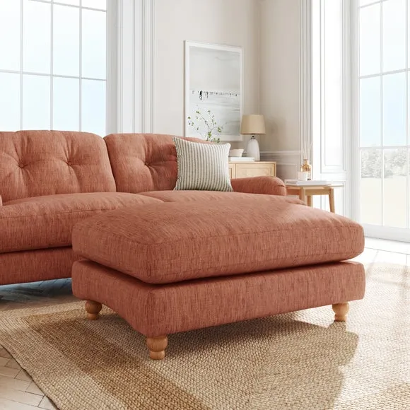 Chesterfield Footstool - Clay, Faux Linen image