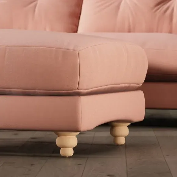 Chesterfield Footstool - Coral, Velvet