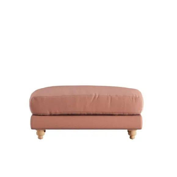 Chesterfield Footstool - Coral, Velvet