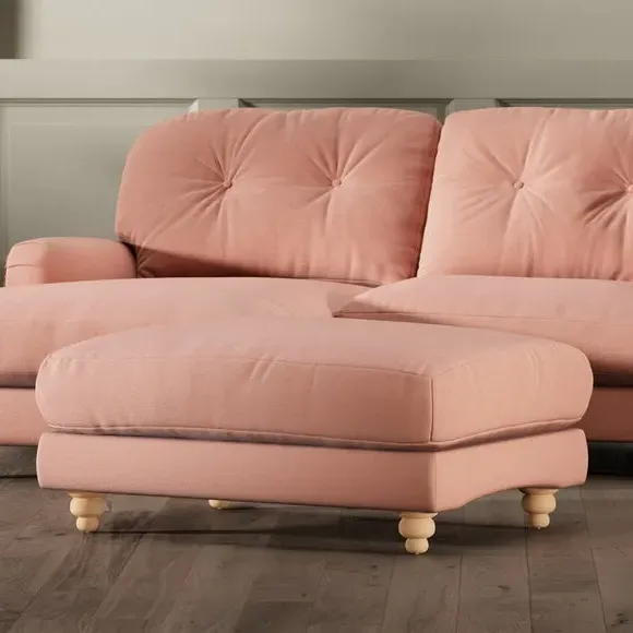Chesterfield Footstool - Coral, Velvet
