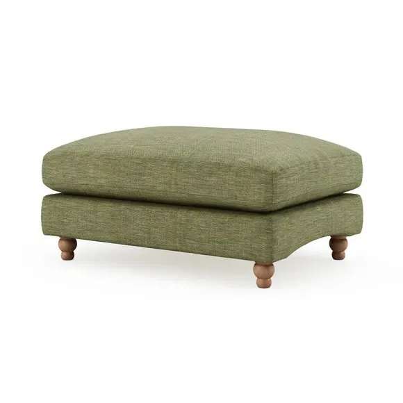 Chesterfield Footstool - Green, Faux Linen
