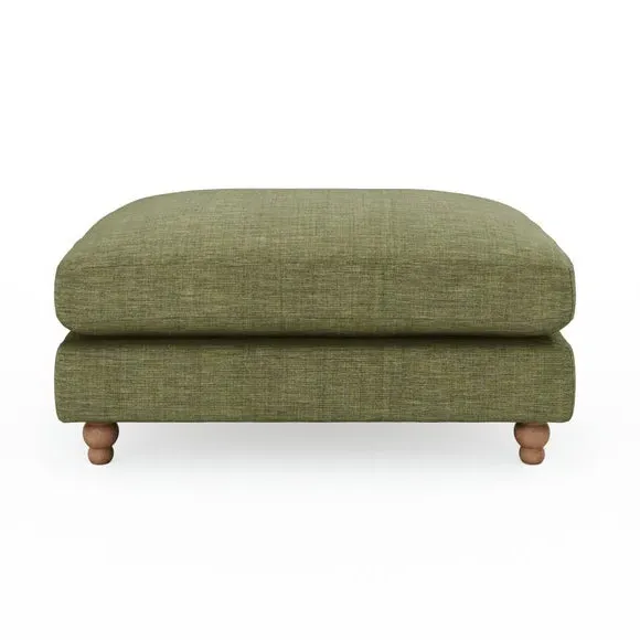 Chesterfield Footstool - Green, Faux Linen