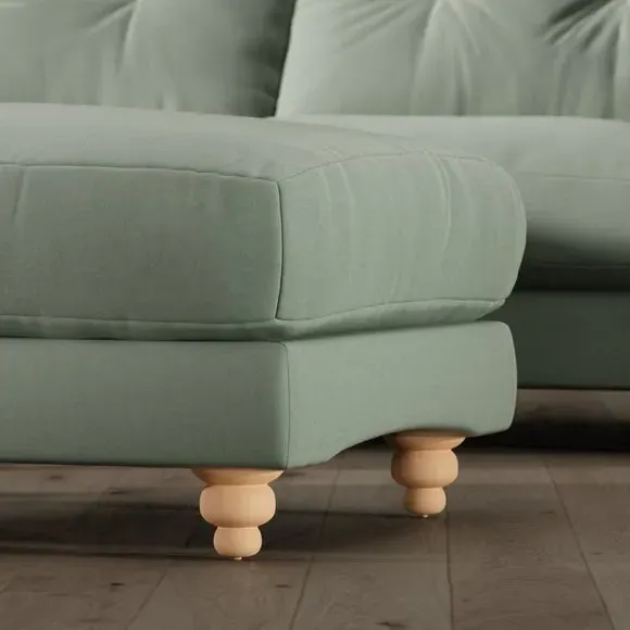 Chesterfield Footstool - Green, Velvet