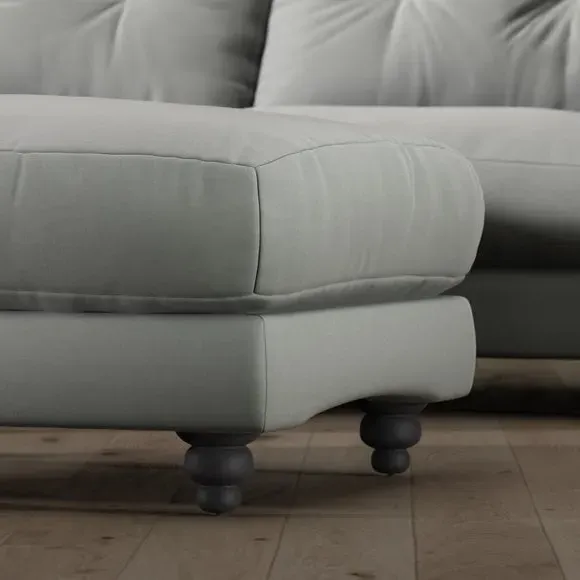Chesterfield Footstool - Grey, Velvet