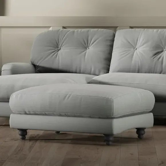 Chesterfield Footstool - Grey, Velvet