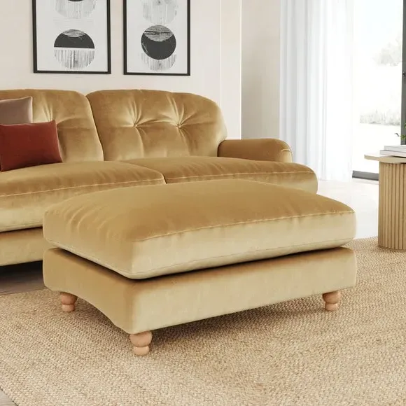 Chesterfield Footstool - Honey, Velvet