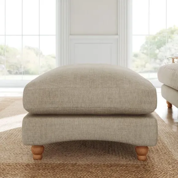 Chesterfield Footstool - Mole, Faux Linen