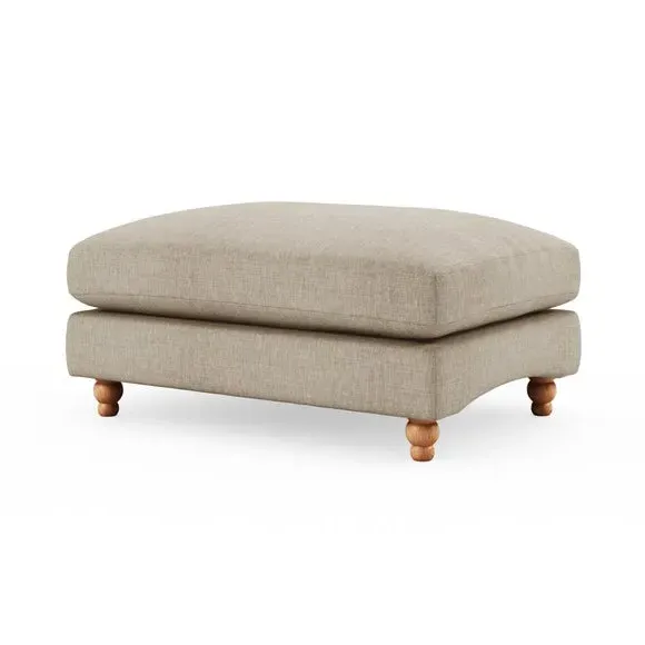 Chesterfield Footstool - Mole, Faux Linen