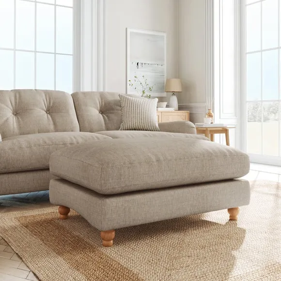 Chesterfield Footstool - Mole, Faux Linen
