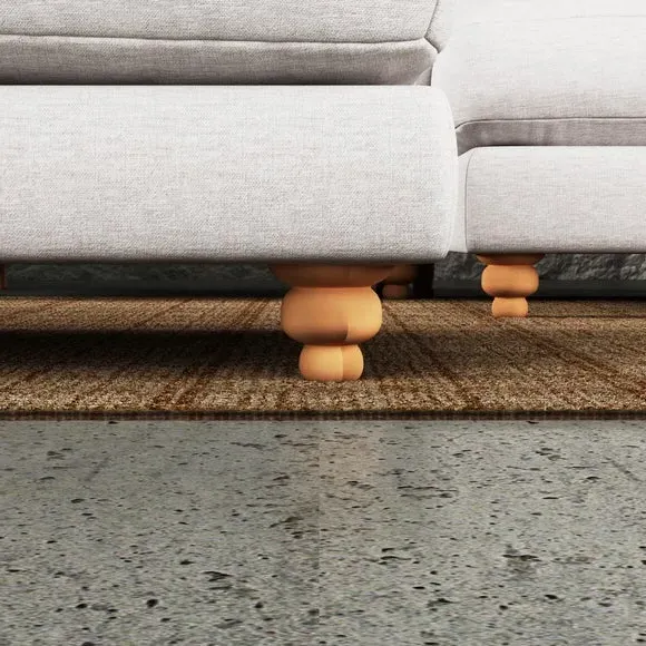 Chesterfield Footstool - Natural, Faux Linen