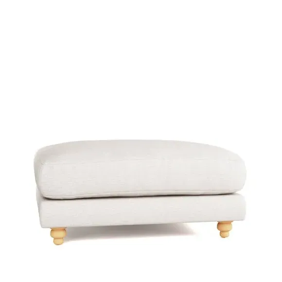 Chesterfield Footstool - Natural, Faux Linen