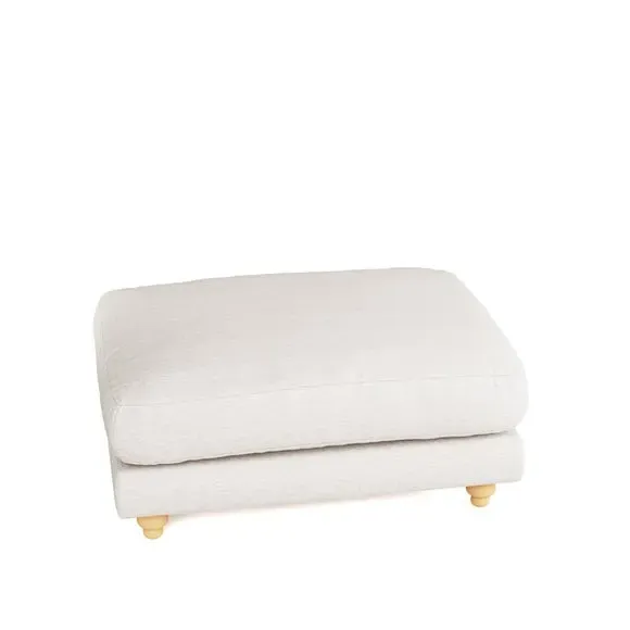 Chesterfield Footstool - Natural, Faux Linen