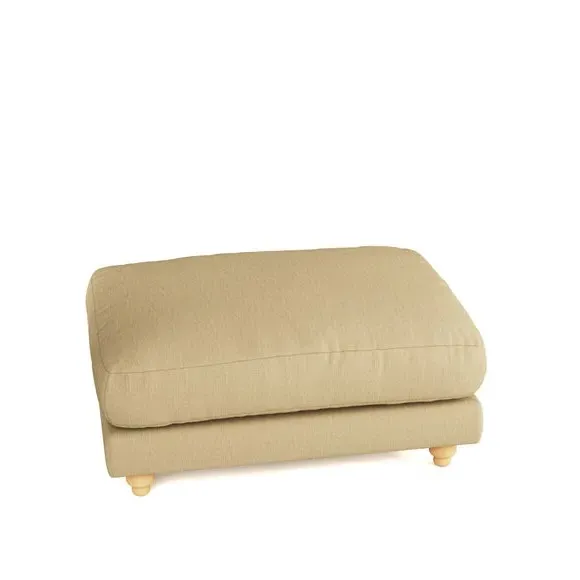 Chesterfield Footstool - Ochre, Faux Linen