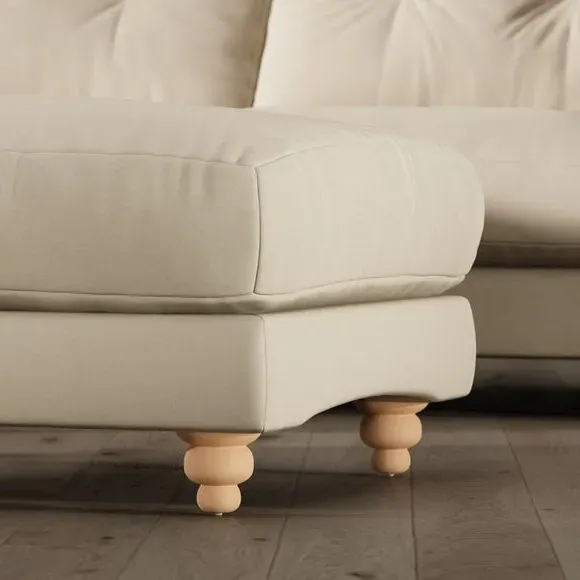 Chesterfield Footstool - Sand, Velvet