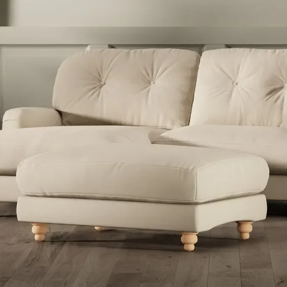 Chesterfield Footstool - Sand, Velvet