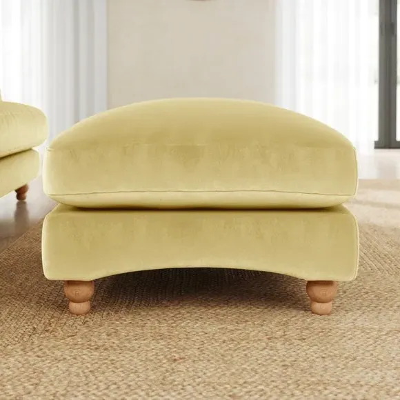 Chesterfield Footstool - Yellow, Velvet
