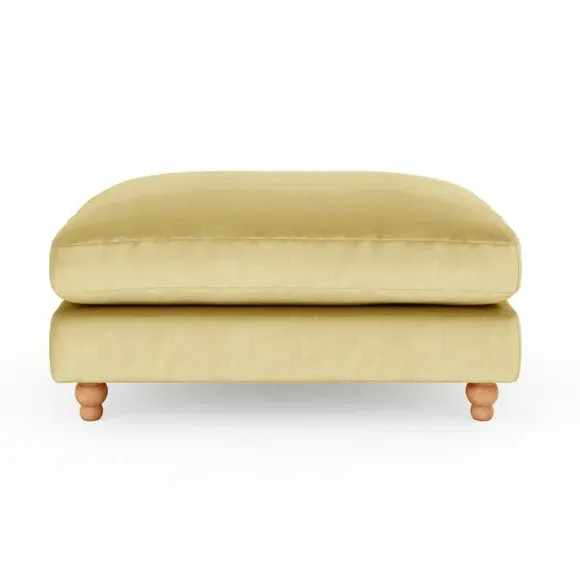 Chesterfield Footstool - Yellow, Velvet