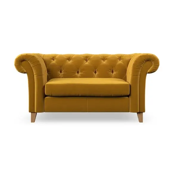 Chesterfield Snuggle Chair - Amber, Velvet