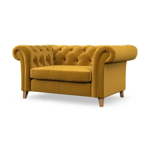 Chesterfield Snuggle Chair - Amber, Velvet