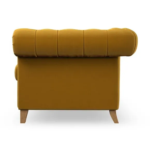 Chesterfield Snuggle Chair - Amber, Velvet