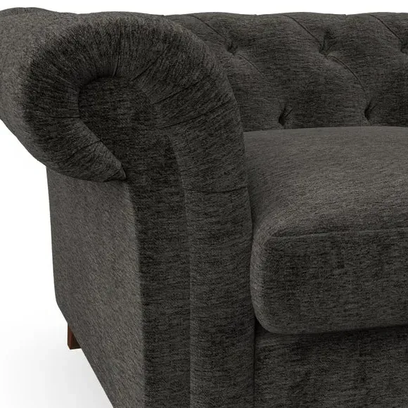 Chesterfield Snuggle Chair - Charcoal, Chenille