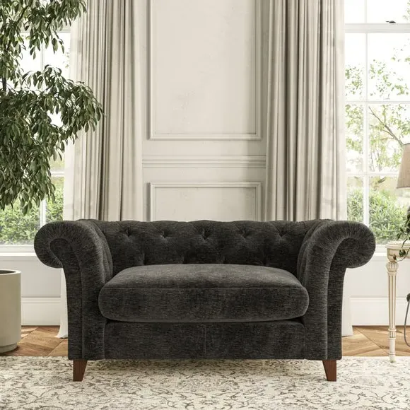 Chesterfield Snuggle Chair - Charcoal, Chenille