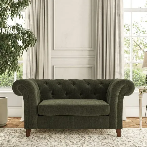 Chesterfield Snuggle Chair - Green, Chenille