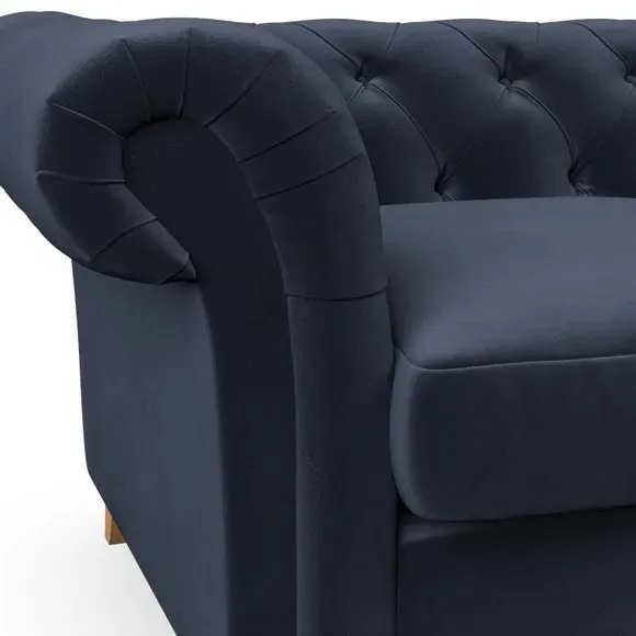Chesterfield Snuggle Chair - Navy, Velvet