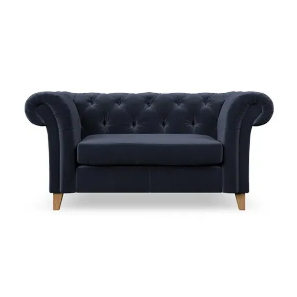 Chesterfield Snuggle Chair - Navy, Velvet