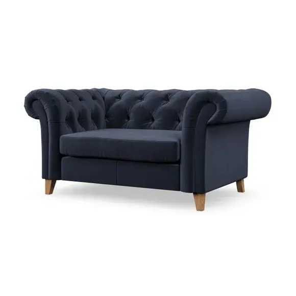 Chesterfield Snuggle Chair - Navy, Velvet