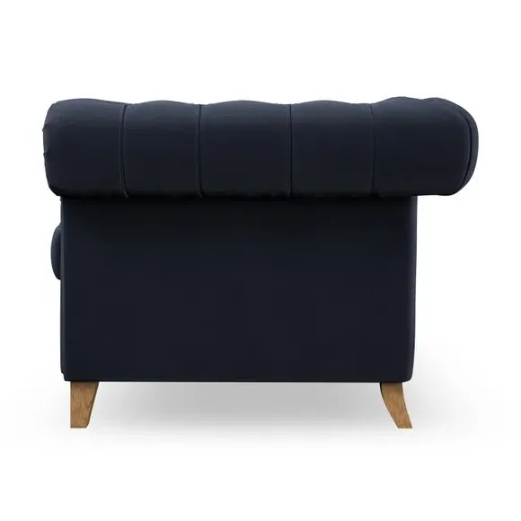 Chesterfield Snuggle Chair - Navy, Velvet