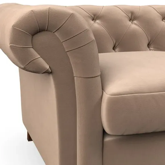 Chesterfield Snuggle Chair - Taupe, Velvet